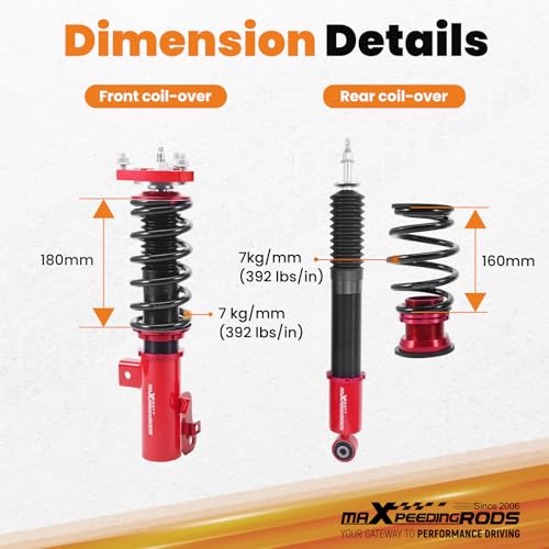 maXpeedingrods Coilovers for Honda Civic 2012-2015 FG3 FB2, 24 Levels Damper Adjustable Coilovers Suspension Kit, Height Adjustable Struts, Lowering Kit, Red