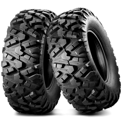 MaxAuto Set of 2 AT25x10-12 ATV UTV Mud Sand Tires,25x10x12 All-Terrain Off-Road Rear Tires,6 PR, Tubeless - size: 25x10-12 Rear