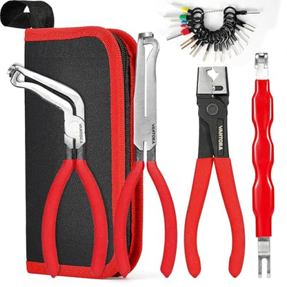 Electrical Disconnect Pliers,Hose Clamp Pliers,Electrical Connector Removal Tool,18Pcs Terminal Removal Tool Kit,Vantora 5Pcs Automotive Tools for Car Wiring and Fuel Line