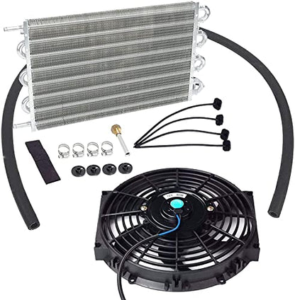 8 Row 15-1/2" Radiator Remote Transmission Oil Cooler Aluminum