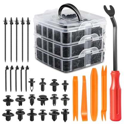 DNA Motoring 620pcs Car Push Retainer Clips, Plastic Bumper Clip Fender Clip, Fasteners Push Retainer Kit Bumper Fender Rivets Auto Push Pin Rivets Set for Ford, GM, Chrysler, Toyota, TOOLS-00729 - style: 620pcs