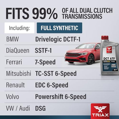 TRIAX DCT ATF - Full Synthetic Dual Clutch Automatic Transmission Fluid - OEM Grade - Compatible with Direct Shift Gearboxes and Dual Clutch Transmissions (1 Quart) - size: 1 Qt