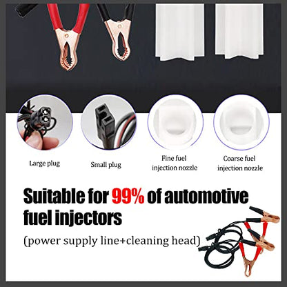 HAOBO Fuel Injector Cleaner Kit, Universal Fuel Injector Flush Cleaner Adapter DIY Cleaning Tool Kit with Test Lead, Car Accessories for 12-24V Auto Car Diesel Gas Fuel Injector