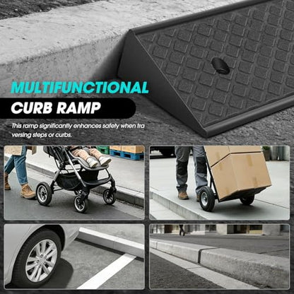 DNA Motoring 2pcs 3" Rise Rubber Curb Ramp Heavy Duty Loading Driveway Ramp Threshold Ramp 38.6" W x 6.7" D x 3" H for Loading Dock, Warehouse, Motorcycles, Cars, TOOLS-00644 - style: 3 in 2pcs