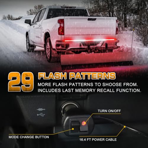 XRIDONSEN 60 inch Tailgate Lights 360 LED Strobe Lights - color: Red/White