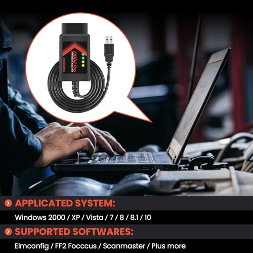 ELM327 OBD2 Adapter Compatible with F150 F250 and More, for MS/HS CAN Automatically Switch, OBDII Diagnostic Scanner via USB for Windows only