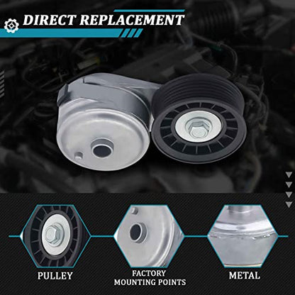IRONTEK 38103 Belt Tensioner Pulley Assembly fit for Cadillac Escalade 2000, for Chevrolet Silverado 1500/S10/C1500/K1500, for GMC C1500/K1500/K2500, for Oldsmobile Bravada #12580296 - size: 12456152