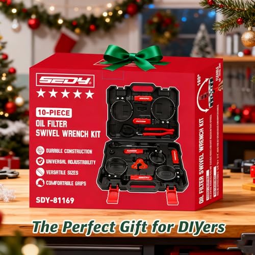 10-Piece Oil Filter Wrench Set 2-3/8"to 4-3/4", 12-Inch Adjustable Oil Filter Plier, Universal 3-Jaw Oil Filter Wrench, 1/2"Quick Release Ratchet Handle, 1/2"-3/8" Adapter, Towel in Storage Case - style: New Version