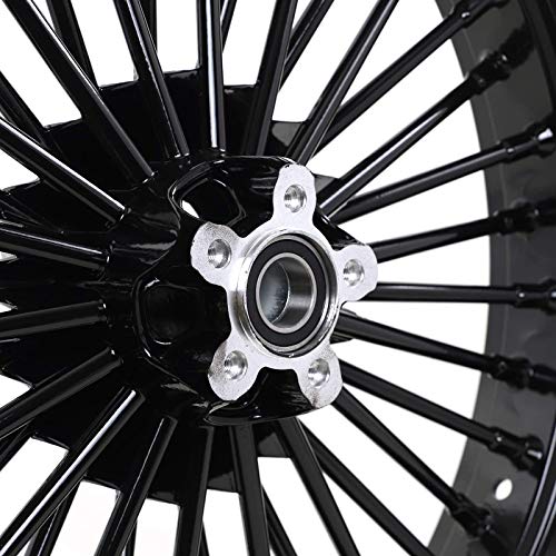 TOFR 21x3.5 18x3.5 Fat Spoke Black Wheels For Harley Touring Baggers 84-08 - color: Gloss Black, size: Front:21x3.5 Rear:18x3.5
