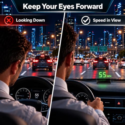 Heads up Display for Cars, Car HUD, GPS Speedometer,Head up Display for Car - color: Green