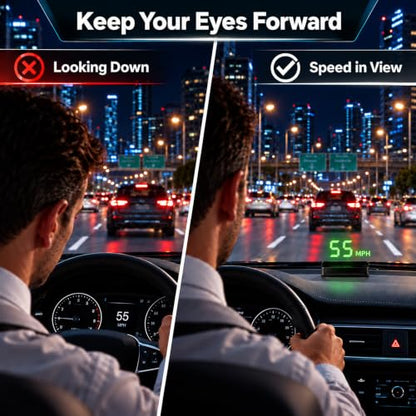Heads up Display for Cars, Car HUD, GPS Speedometer,Head up Display for Car - color: Green