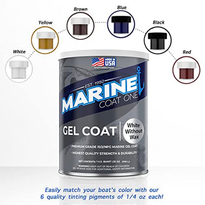 Gel Coat, White Without Wax with MEKP Catalyst - style: Quart, with Color Pigments