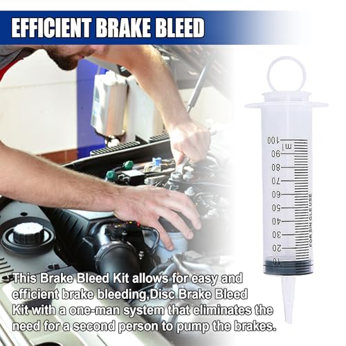 Brake Bleed Kit, Hydraulic Disc Clutch Bleeder Tool Oil Fluid Extractor with 100ML Syringe & 50cm Hose, Universal Automotive Braking System Repair Maintenance Reverse Bleeder Tool