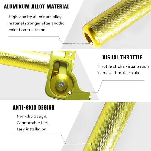 Motorcycle Throttle Assembly,7/8" Quick Twist Throttle Grips with Throttle Cable Aluminum Alloy Universal for CRF KLX SSR TTR 110 125 150 250cc Dirt Pit Bike ATV Mini Bike - color: Gold