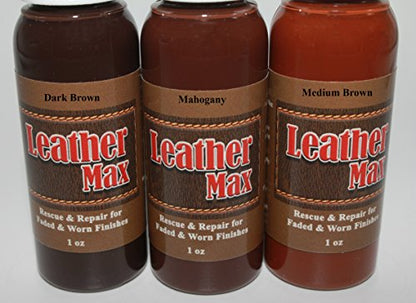 Furniture Leather Max Complete Leather Refinish and Repair Kit/Now with 3 Color Shades to Blend with/Leather & Vinyl Restorer (Deep Browns) - color: Deep Browns