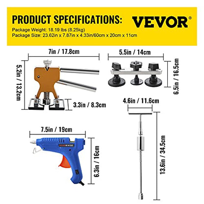 VEVOR Dent Puller Kit, 116 PCS Paintless Dent Repair Kit with Remover Tools, Golden Lifter & Glue Tabs for Car Dents, Door Ding Repair - size: 116PCS