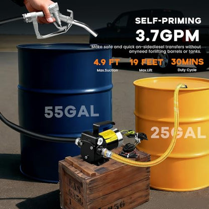 12V DC Gasoline Fuel Pump Kit, Self-priming Fuel Transfer Pump, Reversible Pumping, Overheat Protection, Explosion-proof, Suitable for Gasoline, Diesel, Mineral Oil, Kerosene - color: dark(12dckit)