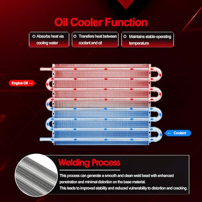 Upgraded 8-Pass Oil Cooler Aluminum Transmission Cooler Kit | Enhanced Cooling for 5/16" Lines | Optimal Engine & Transmission Protection (Silver)