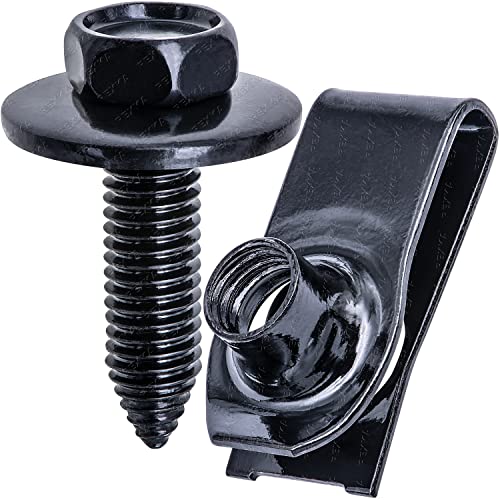 Rexka 15 Sets M8-1.25 Extruded U Nut & Body Bolts Screw Kits for GM Ford Chevy Buick GMC Cadilac Hummer Oldsmobile Pontiac Saturn Cars Trucks - size: One Size