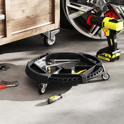 Goplus Rolling Tool Tray, Under Car Magnetic Moving Tray with 3 Swivel Casters, 30 LBS Capacity Caddy Tray, Tool Tray Creeper for Garage, Workshop, Automotive Repair, Mechanics - size: 19.5" x 19.5" x 4"