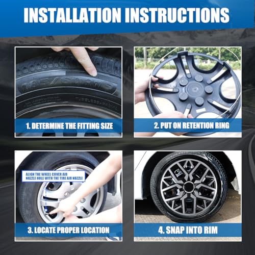 Winjet 16 Inch Universal Hubcaps Set of 4,Steel Wheel Rims Cover PP Material Universal Wheel Cover Replacement R16,Auto Tire Replacement Exterior Cap (16 Inch,Black Lacquer & Silver Lacquer) - color: Black Lacquer & Silver Lacquer(5181-DP-16), size: 16 in