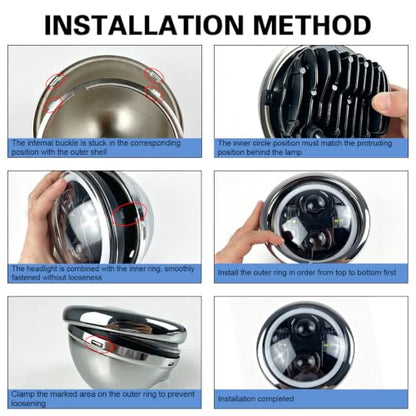Motorcycle 5.75" Headlight Housing for Harley - size: Silver lamp housing