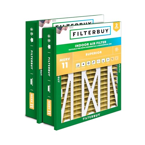Filterbuy 20x20x5 Air Filter MERV 11 Pet & Allergy Defense (2-Pack) - size: 20x20x5 (Actual: 18.38 x 18.38 x 3.69)
