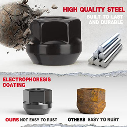 KSP M10x1.25 ATV Lug Nuts for Honda Rancher, 16pcs Black Open End Lug Nuts - color: Black, size: M10X1.25-Hex 17mm