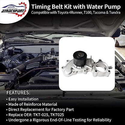 Timing Belt Kit Water Pump, Fit For 1995-2004 Toyota 4Runner, Tacoma 3.4L - size: TKT025 With Thermostat