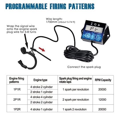 2 Pieces Runleader Small Engine Timer, Digital Tachometer