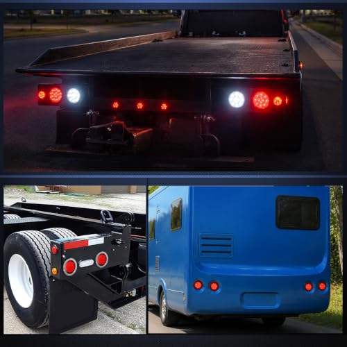 Nilight Trailer Tail Light 4" Round Red Brake Turn Lights W/Chrome Bezel - color: Red Screw 2Pcs, size: 4 Inch