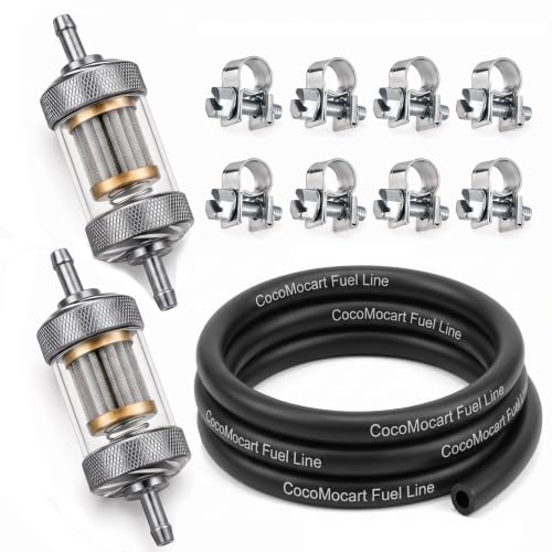 1/4" 8mm Inline Fuel Filter PC Clear View with Gas Hose Clamps - color: 8mm-1/4"-2 PCS