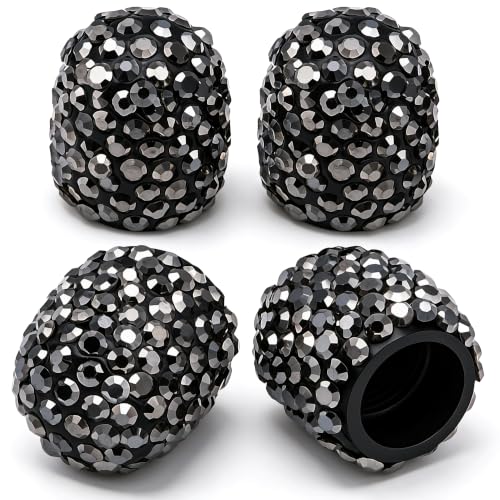 4PCS Bling Crystal Diamond Tire Stem Valve Caps, Dustproof Car Wheel Tire Valve Caps Universal Tire Valve Stem Covers for Cars, SUV, Trucks, Bikes, Motorcycles, Bicycles (Glossy Black) - color: Glossy Black, size: 4 pcs