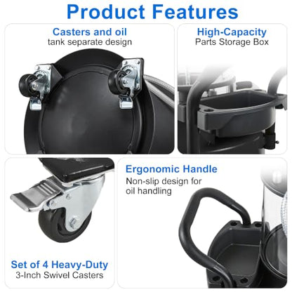 26.4 Gal Pneumatic Oil Drain Extractor with 61in Pipes & 12L Measuring Cup - size: 5708-B