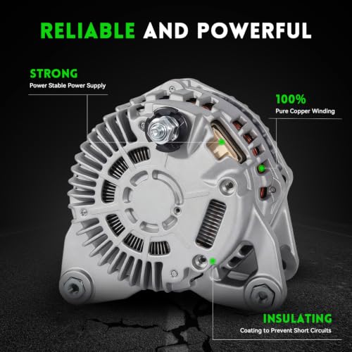 11343N Alternator 110Amp for Nissan Sentra 2007-2010 2.0L, NV200 2013-2014 2.0L, for Versa 2007-2009, Tiida 2007-2011 1.8L, Replace OE 40048098 A2TG0881 23100EL010 23100JD200 AMT0191 - size: 11343N