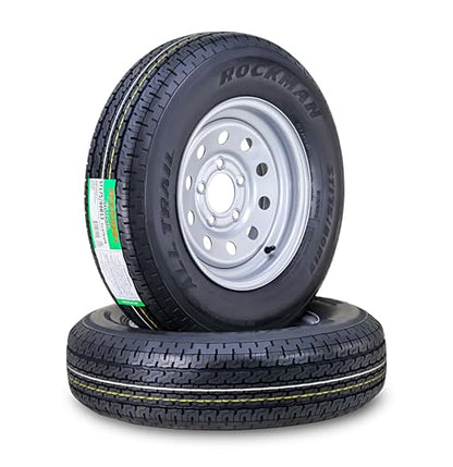 ROCKMAN Trailer Tire Wheel ST175/80R13 6-Ply C 91M 5X4.5 Silver Mod Rim,Pk2 - size: ST175/80R13 /5x4.5