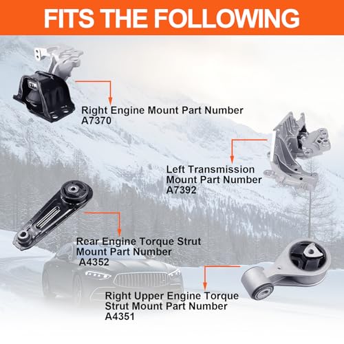 Engine Motor Mount Set & Trans Mount,Replaces A7392 A4352 A4351 A7370 - size: Nissan Rogue 08-13/Select 14-15 L4 2.5L