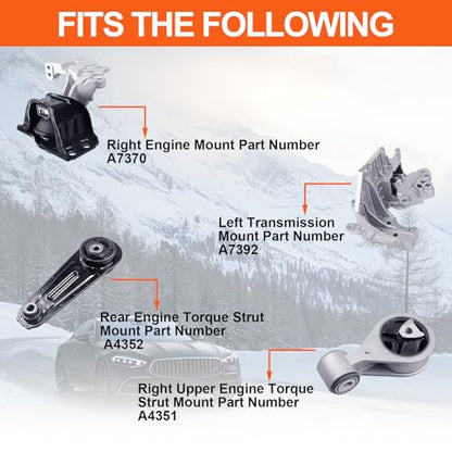 Engine Motor Mount Set & Trans Mount,Replaces A7392 A4352 A4351 A7370 - size: Nissan Rogue 08-13/Select 14-15 L4 2.5L