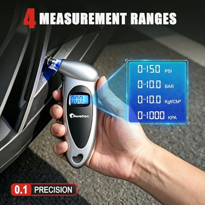 Digital Tire Pressure Gauge,Accurate Cars Air Gauge 150 PSI,Silver - color: Silver(1PK), size: 1 Pack