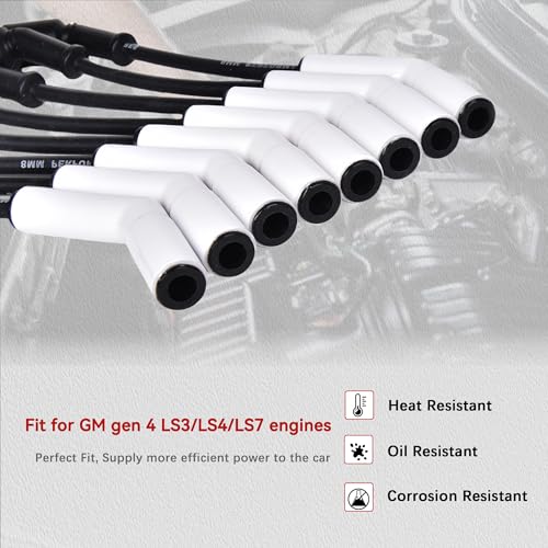 Spark Plug Wire Set 9070C Extreme 9000 Ceramic Boot Compatible with LS Terminals LS3 LS4 LS7