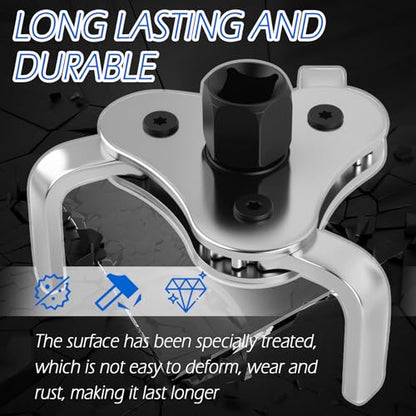 Bi-Adjustable Oil Filter Wrenches,3 Jaw Oil Filter Removal Tool for 2-1/2 to 4.5 Inch Diameter Filters,High Hardness Oils Filters Tool for Use with 1/2 & 3/8 Inch Wrenches