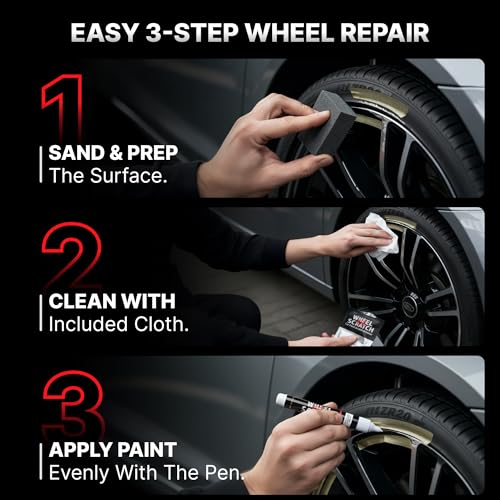Wheel Scratch Fix® Matte Black Rim Touch Up Paint, Wheel Scratch Repair Kit - color: Black - Satin/Matte - Kit