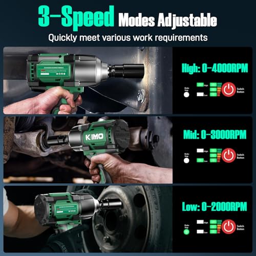 KIMO Cordless Impact Wrench 1/2 Inch, High Torque Impact Driver for Truck