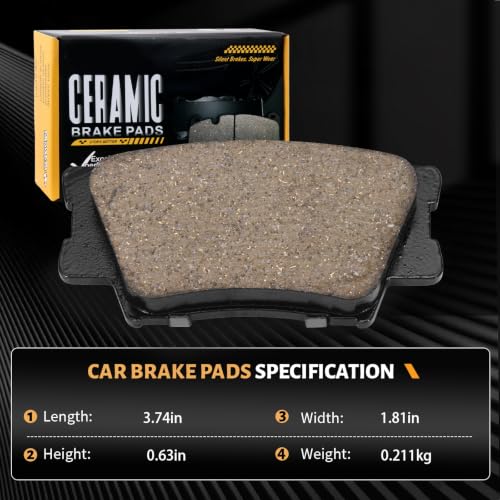 D1212 Rear Ceramic Brake Pads Kit Fit For Toyota Avalon 2008-2018, For Camry 2007-2023, For Matrix 2009-2013, For RAV4 2006-2018, For Lexus ES350 2007-2018, For ES300h 2013-2018 - size: HZ1212H