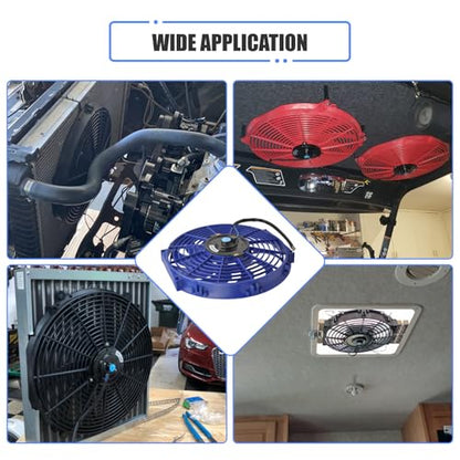 12" Electric Radiator Cooling Fan Assembly Kit 12V 80W，Blue, 2 PCS - size: 12” -2PCS, style: Blue