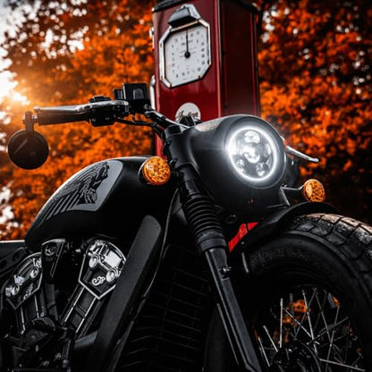 Eagle Lights 8900BG3H-SCOUT Indian Scout Motorcycle LED Headlight with White Halo Ring, Fits 2015+ Scout 60, Scout and Bobber, Black - color: Black with Halo Ring