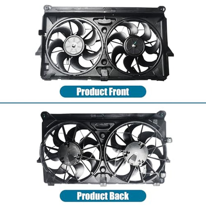 Radiator Cooling Fan Assembly Replacement for 2007-2014 Yukon Tahoe Escalade Suburban Silverado Sierra 1500 Dual Fan 4.8L 5.3L 6.0L 6.2L Engine Cooling Fan #GM3115211