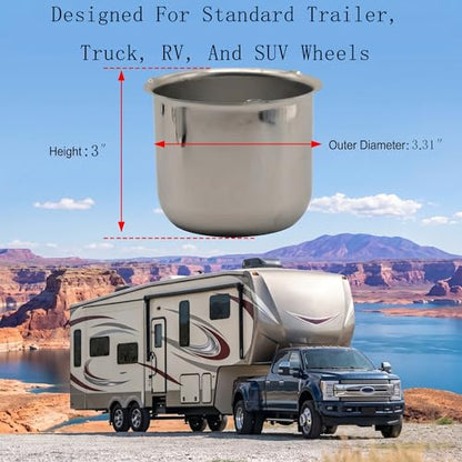 3.31 Inch Sliver Wheel Center Caps Compatible with Trailer Truck RV SUV Wheel Rims, 4Pcs Steel Chrome Push Through Trailer Center Caps, 2.99 Inch Height (3.31IN) - size: 3.31IN