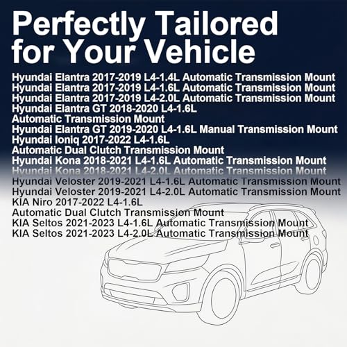 3PCS Engine Motor Mount Set Compatible with Elantra Kona Seltos NIRO - size: Elantra 2017-2019