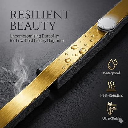 2 Rolls Gold Duct Tape, Metallic Mylar Film Tape, 5mm & 10 mm X 164 Ft. Vinyl Pinstripe Tape for Detailing Accent Wall, Wardrobe, Bathroom, Floor, Tile, Car, Graphic Arts - Stripe Stickers - size: 5mm & 10mm